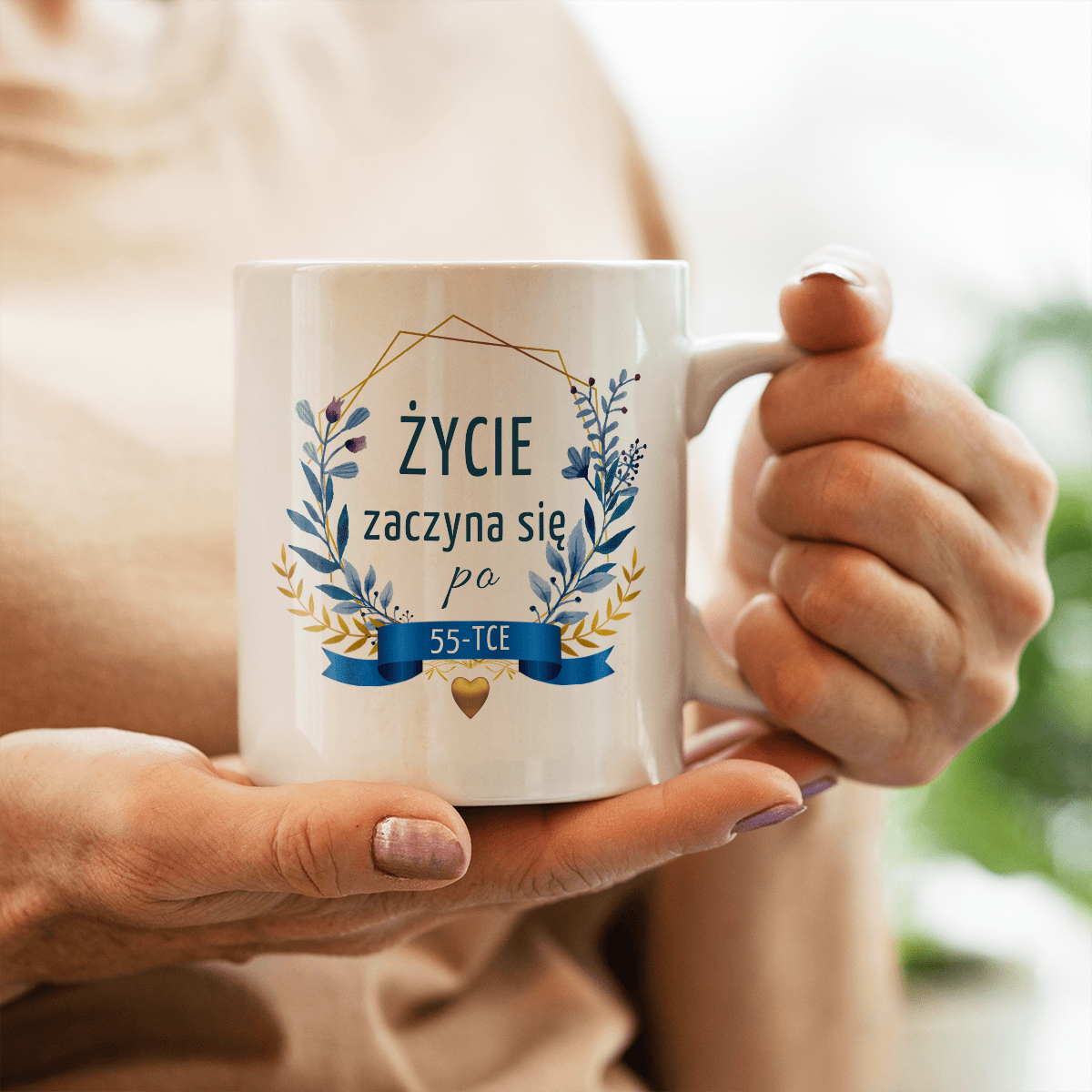 Życie zaczyna się po 55 - 1x Kubek z nadrukiem, spersonalizowany prezent - Adamell.pl
