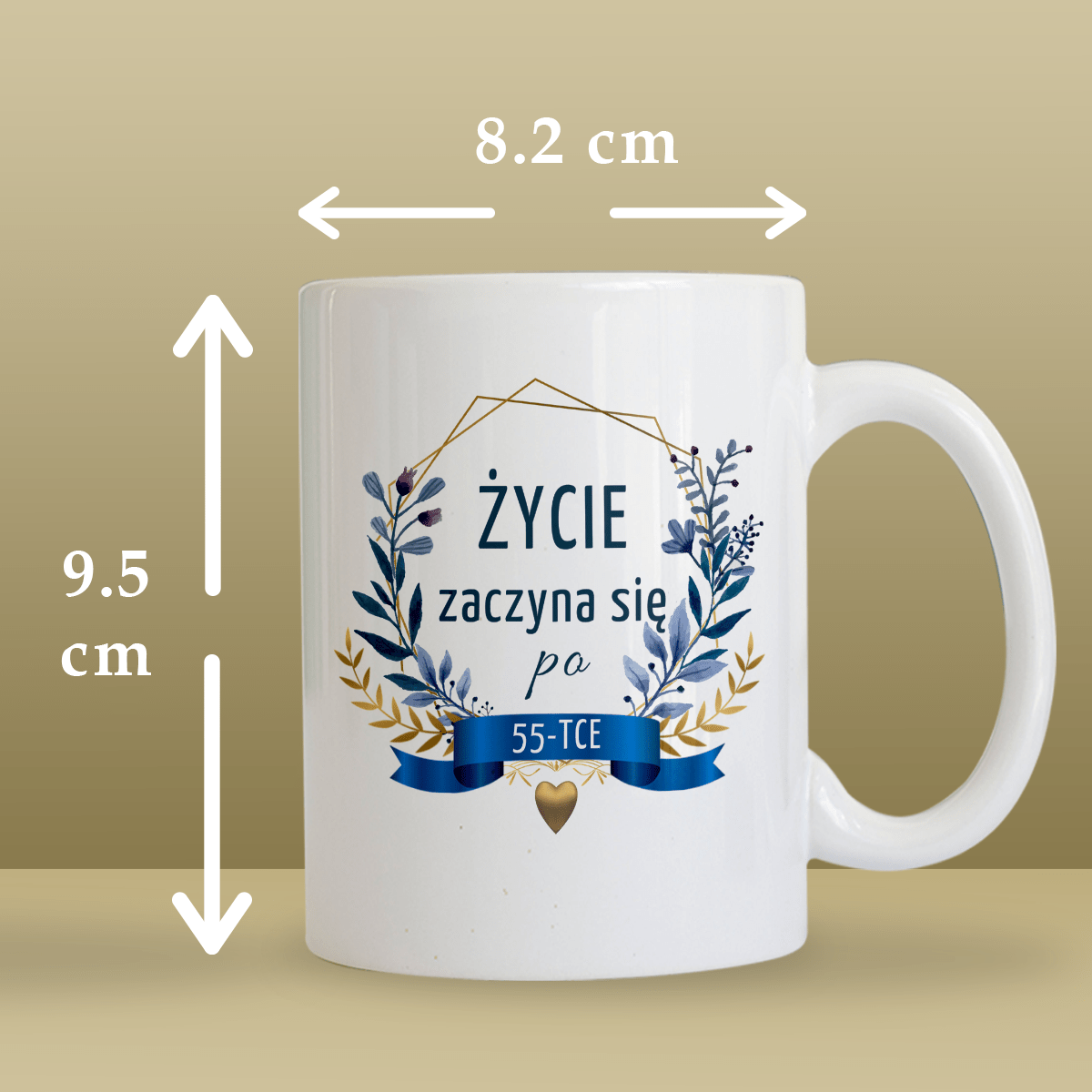 Życie zaczyna się po 55 - 1x Kubek z nadrukiem, spersonalizowany prezent - Adamell.pl