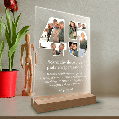 Życzenia 45 lat - Druk na szkle, spersonalizowany prezent dla niej - Adamell.pl