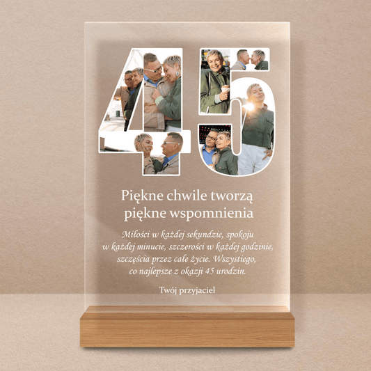 Życzenia 45 lat - Druk na szkle, spersonalizowany prezent dla niej - Adamell.pl