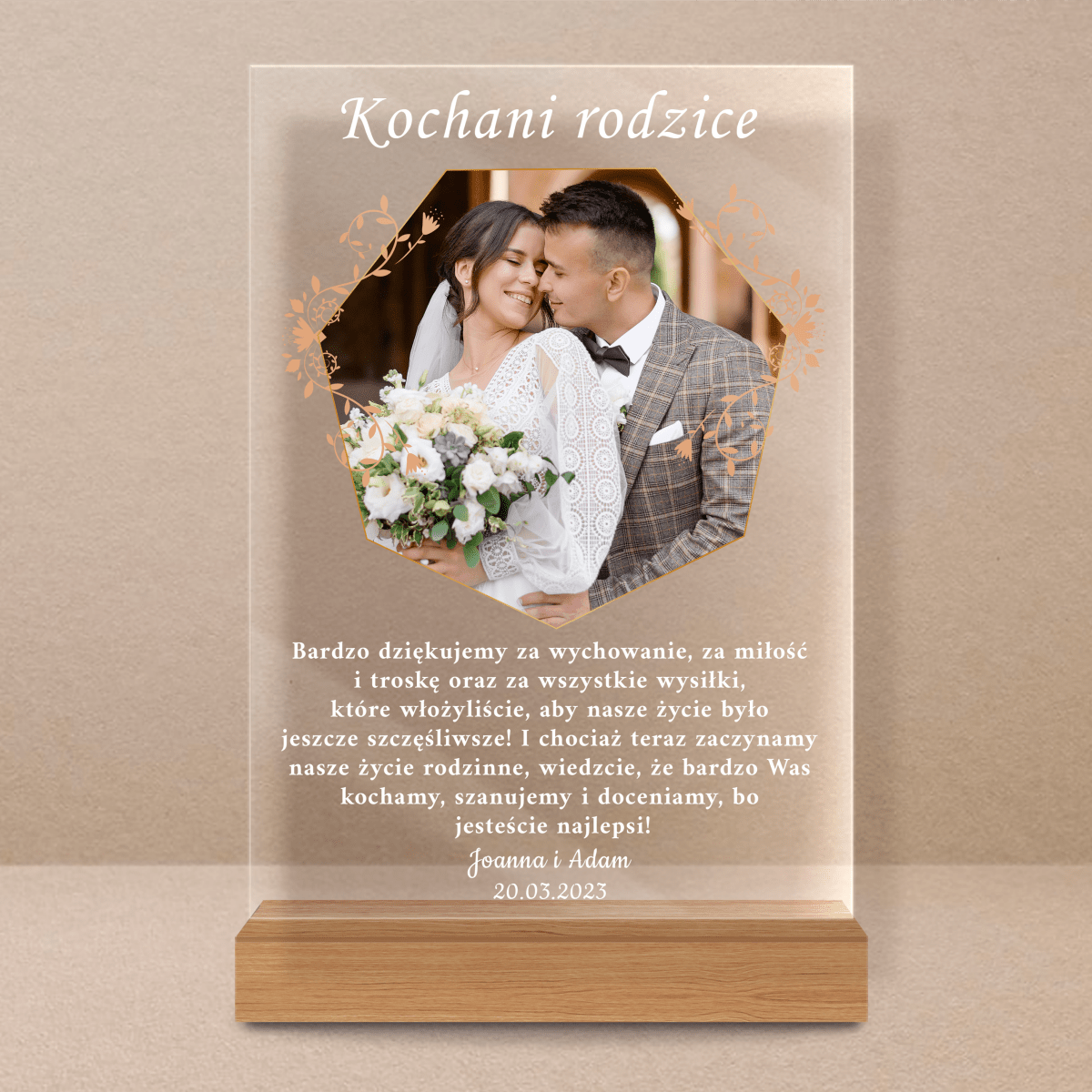 Życzenia dla rodziców + zdjęcie - Druk na szkle, spersonalizowany prezent dla rodziców - Adamell.pl