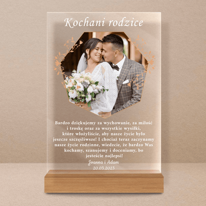 Życzenia dla rodziców + zdjęcie - Druk na szkle, spersonalizowany prezent dla rodziców - Adamell.pl