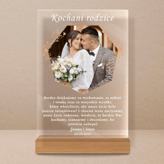 Życzenia dla rodziców + zdjęcie - Druk na szkle, spersonalizowany prezent dla rodziców - Adamell.pl