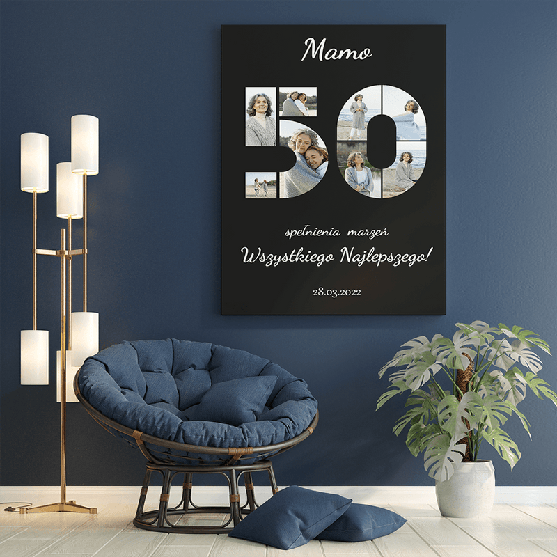 Życzenia na 50. urodziny - druk na płótnie, spersonalizowany prezent dla mamy - Adamell.pl - Wyjątkowe Prezenty