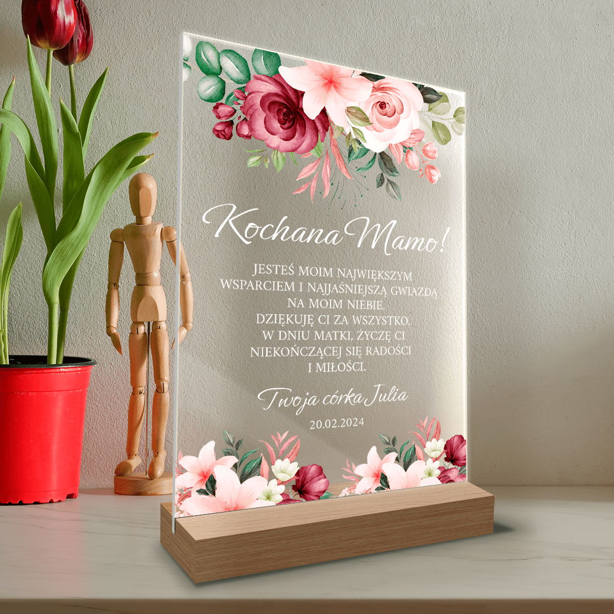 Życzenia na Dzień Matki - Druk na szkle, spersonalizowany prezent dla mamy - Adamell.pl