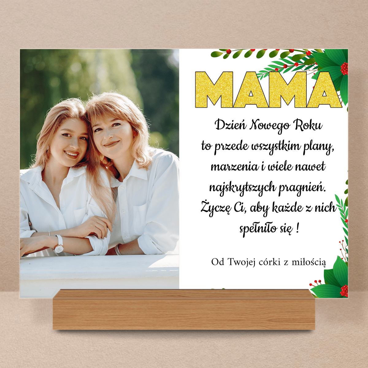 Życzenia na Nowy Rok - Druk na szkle, spersonalizowany prezent dla mamy - Adamell.pl