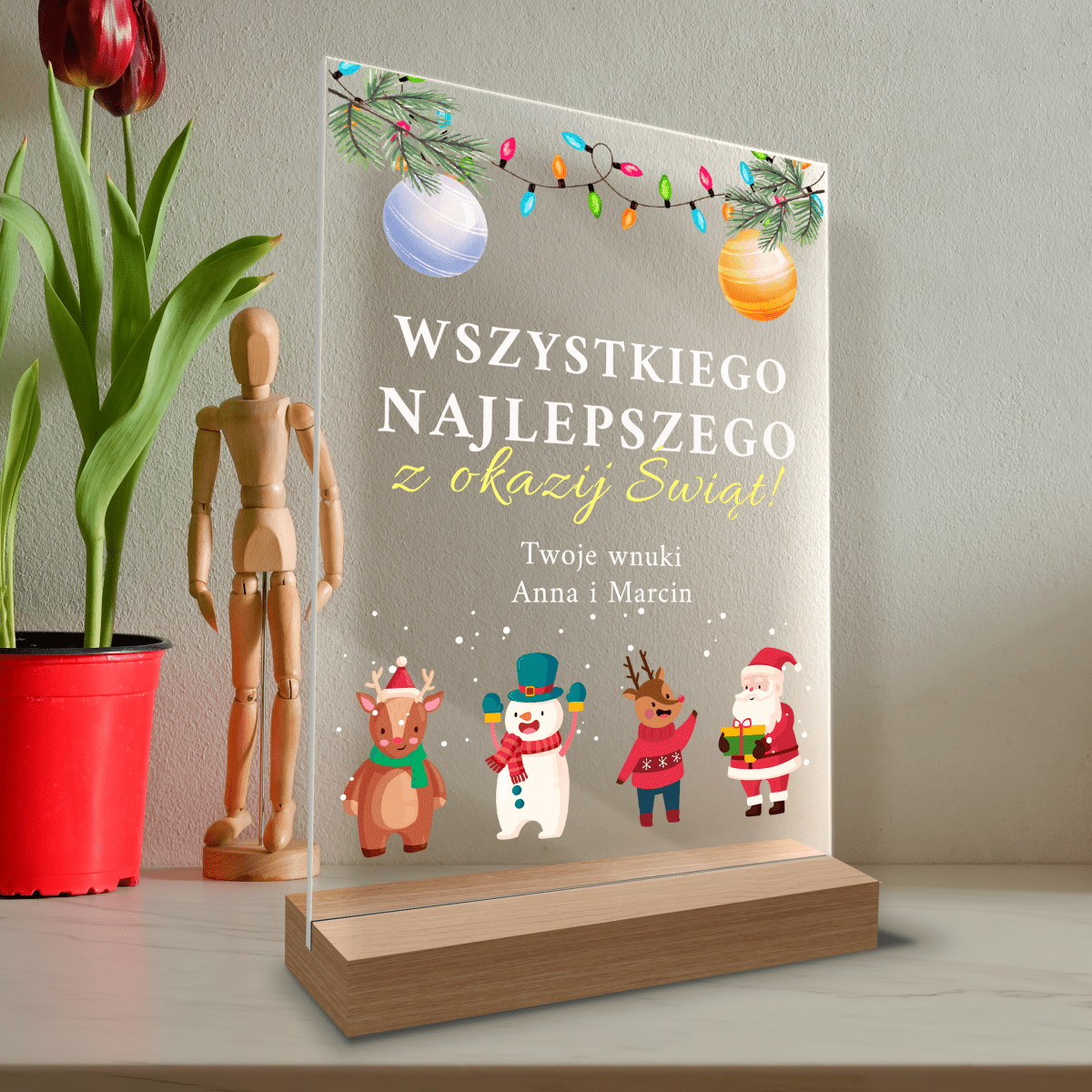 Ĺ»yczenia na Ĺ›wiÄ™ta - Druk na szkle, spersonalizowany prezent dla dziadkĂłw - Adamell.pl