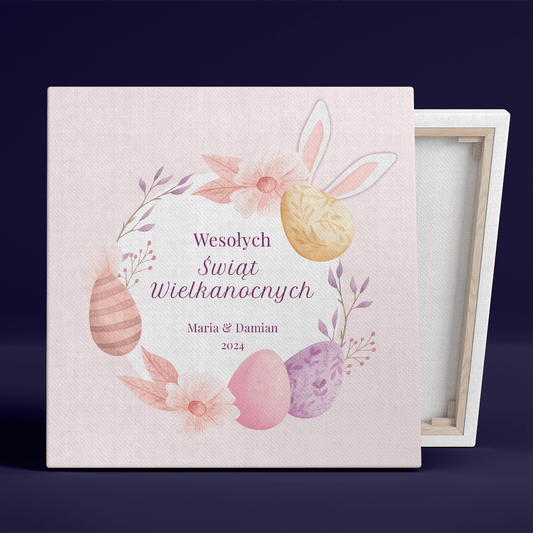 Życzenia na Święta Wielkanocne - druk na płótnie, spersonalizowany prezent na Wielkanoc - Adamell.pl