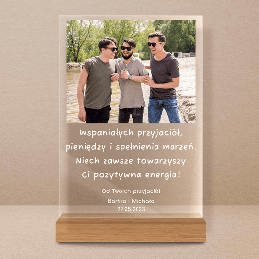Życzenia od przyjaciół - Druk na szkle, spersonalizowany prezent dla przyjaciela - Adamell.pl