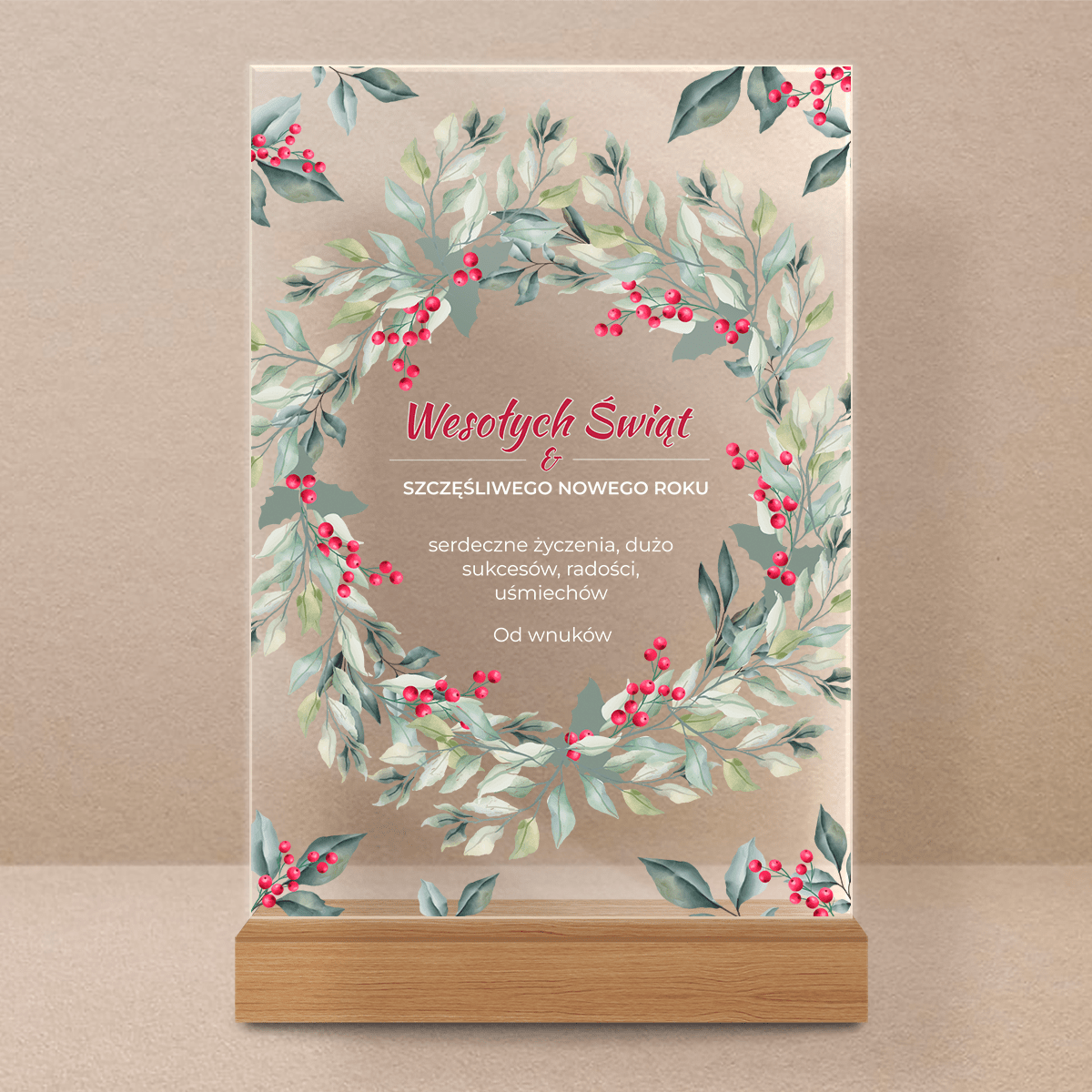 Życzenia świąteczne - Druk na szkle, spersonalizowany prezent dla dziadków - Adamell.pl