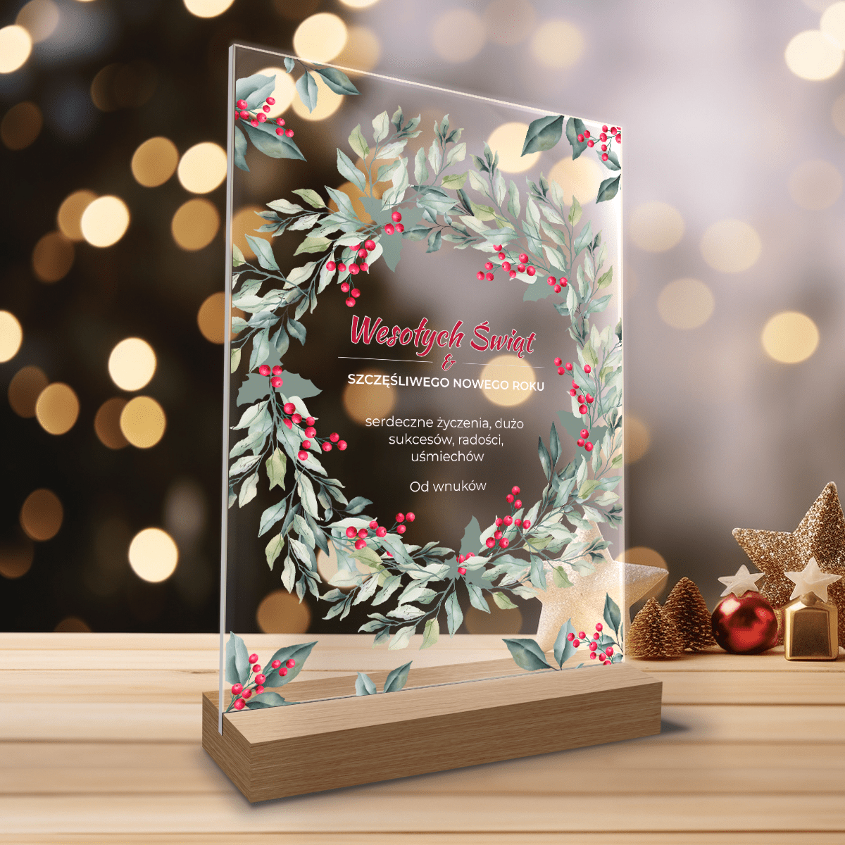 Życzenia świąteczne - Druk na szkle, spersonalizowany prezent dla dziadków - Adamell.pl