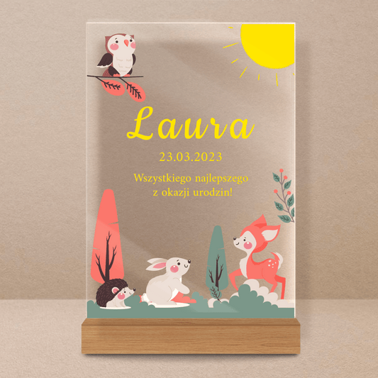 Życzenia urodzinowe dla dziecka - Druk na szkle, spersonalizowany prezent dla dziecka - Adamell.pl