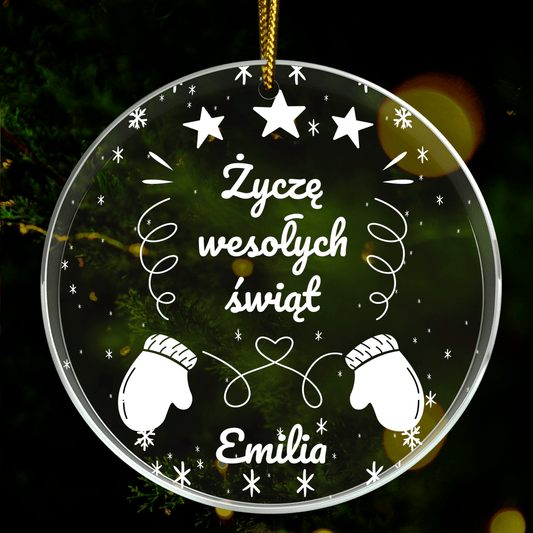 Życzenia wesołych świąt - bombka choinkowa, spersonalizowany prezent dla dziewczyny - Adamell.pl