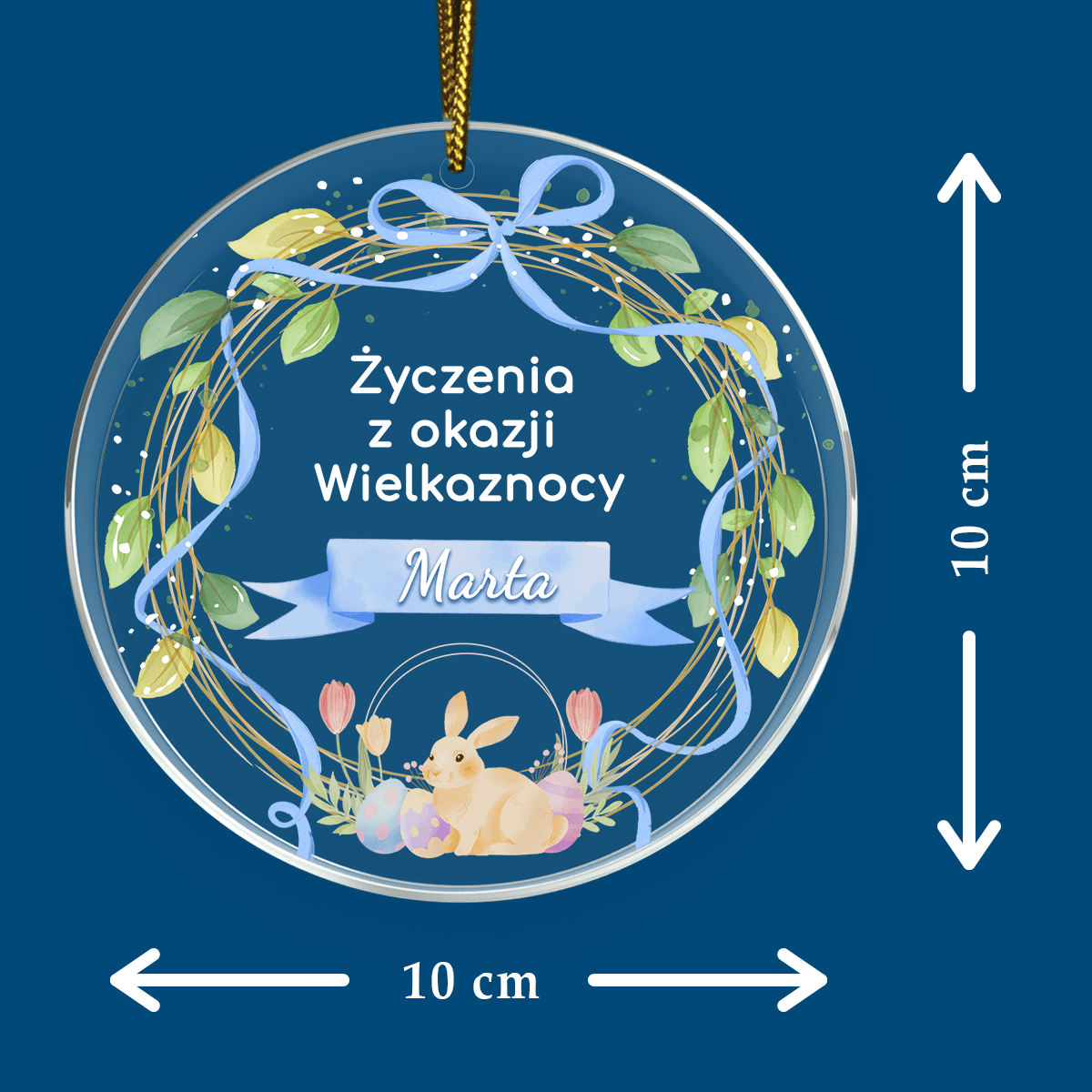 Życzenia wielkanocne z imieniem - bombka akrylowa, spersonalizowany prezent na Wielkanoc - Adamell.pl